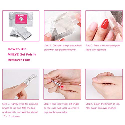 MIILYE Nail Polish Remover Foil Wraps for Acrylic/Dip Powder/UV/Gel/Polish Va...