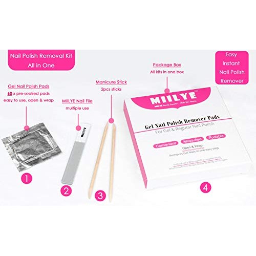 Nail Polish Remover Wipes, MIILYE Individual Fingernail Gel Nail Polish Remov...