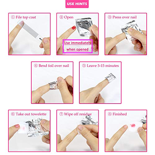 Nail Polish Remover Wipes, MIILYE Individual Fingernail Gel Nail Polish Remov...