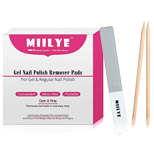 Nail Polish Remover Wipes, MIILYE Individual Fingernail Gel Nail Polish Remov...