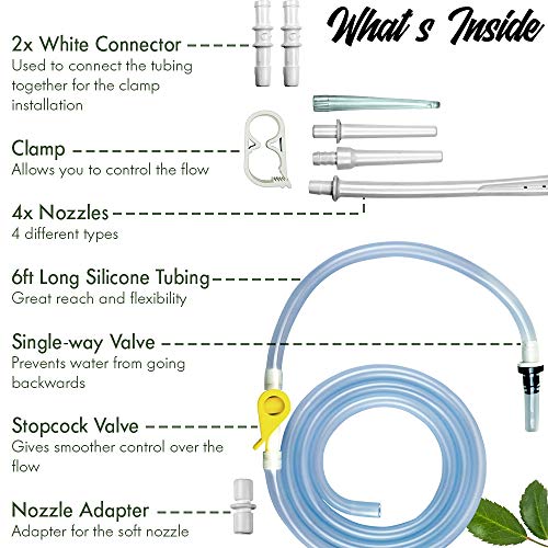 Enema Tubing Replacement Pack for Bucket and Silicone Bag - Includes Clamp, S...