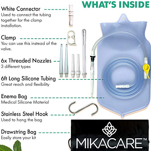 Mikacare Enema Bag Kit Clear Non-Toxic Silicone. for Coffee and Water Colon C...