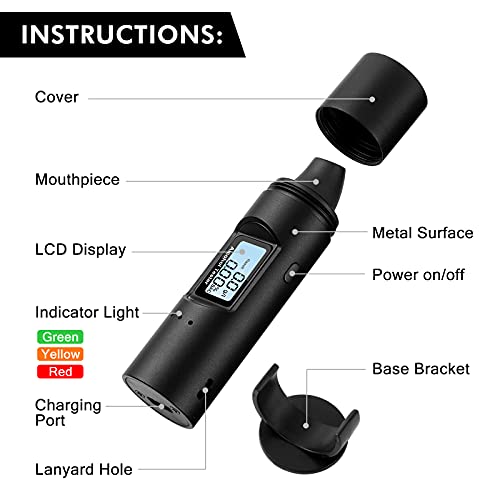 MIKICARE AT02 Breathalyzer - Metal Surface Portable Non-Contact & High-Precis...