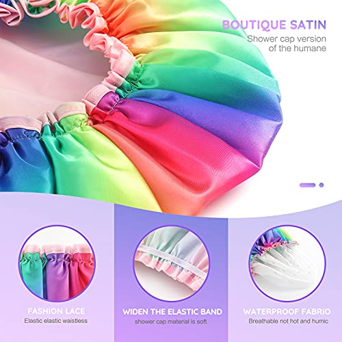 mikimini Shower Cap for Women , Reusable Shower Cap for Kids, Double Waterpro...