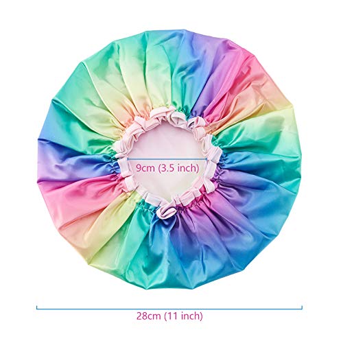 mikimini Shower Cap for Women , Reusable Shower Cap for Kids, Double Waterpro...