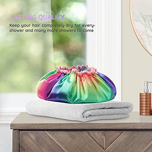 mikimini Shower Cap for Women , Reusable Shower Cap for Kids, Double Waterpro...
