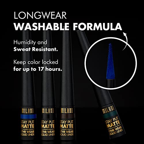 Milani Stay Put Matte Liquid Eyeliner - Waterproof Liquid Eyeliner Pen, Long ...