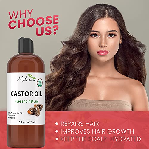 Premium Organic Castor Oil - 100% Pure and Hexane-Free Cold-Pressed Beauty & ...