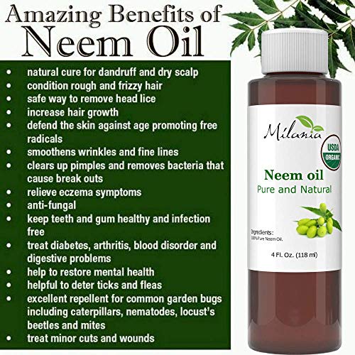 Premium Organic Neem Oil Virgin, Cold Pressed, Unrefined 100% Pure Natural Gr...
