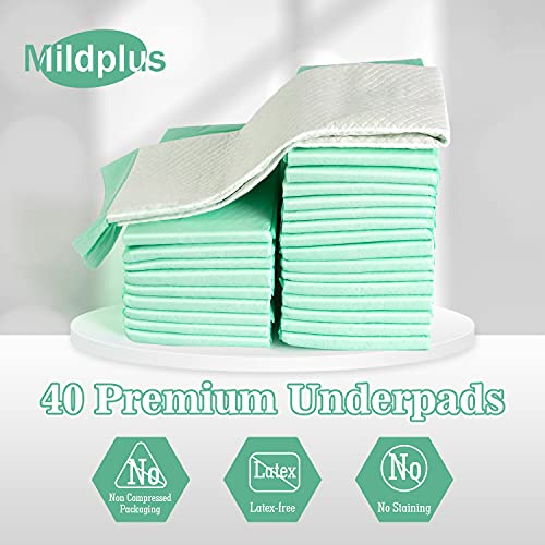 MILDPLUS Disposable Underpads Chucks Pads 23'' X 36'' Heavy Absorbency Incont...