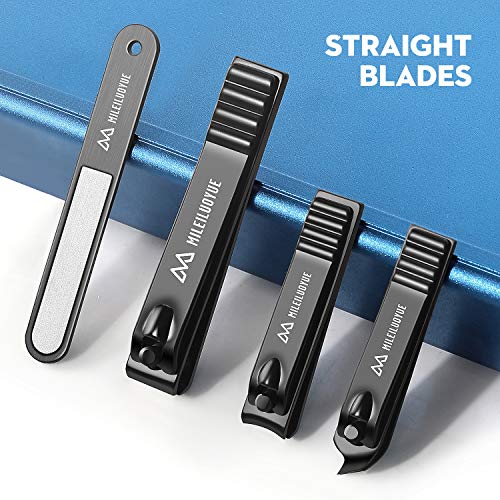 MILEILUOYUE Nail clippers set black stainless steel nail cutter& sharp obliqu...