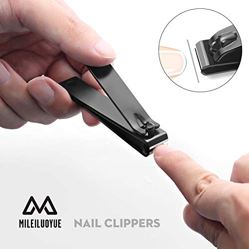 MILEILUOYUE Nail clippers set black stainless steel nail cutter& sharp obliqu...