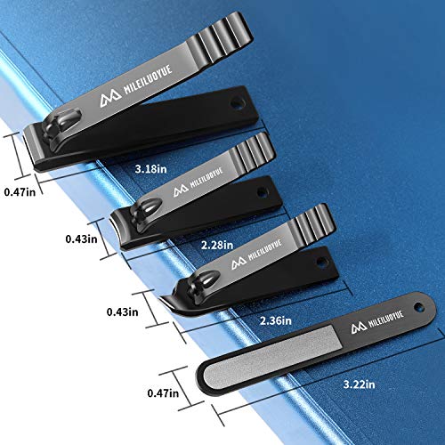 MILEILUOYUE Nail clippers set black stainless steel nail cutter& sharp obliqu...