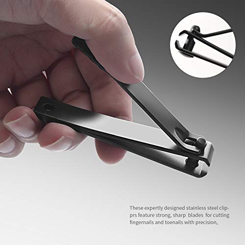 MILEILUOYUE Nail clippers set black stainless steel nail cutter& sharp obliqu...