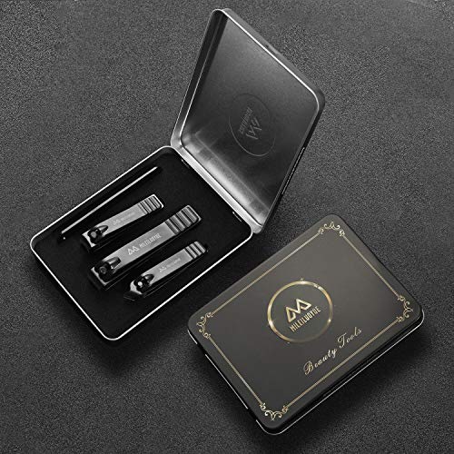 MILEILUOYUE Nail clippers set black stainless steel nail cutter& sharp obliqu...