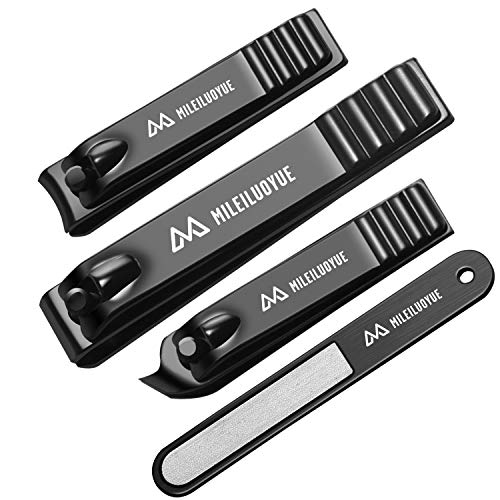 MILEILUOYUE Nail clippers set black stainless steel nail cutter& sharp obliqu...