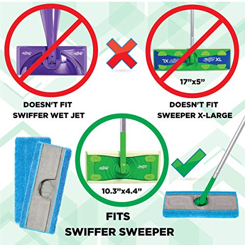 Reusable Mop Pads Compatible Swiffer Sweeper Mop (2-Pack) - Washable Microfib...