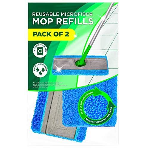 Reusable Mop Pads Compatible Swiffer Sweeper Mop (2-Pack) - Washable Microfib...