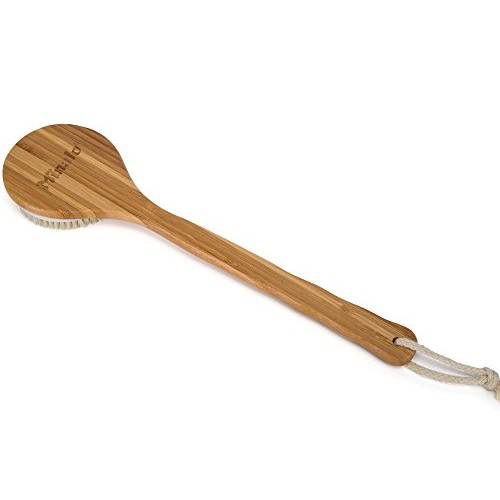 Minalo Best Bath Dry Body Brush -Natural Boar Bristles Shower Back Scrubber W...