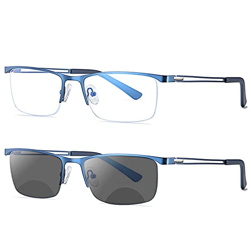 Fashion 2020 Fashion Men's Square Bifocal Reading Glasses Photochromic Lens M...