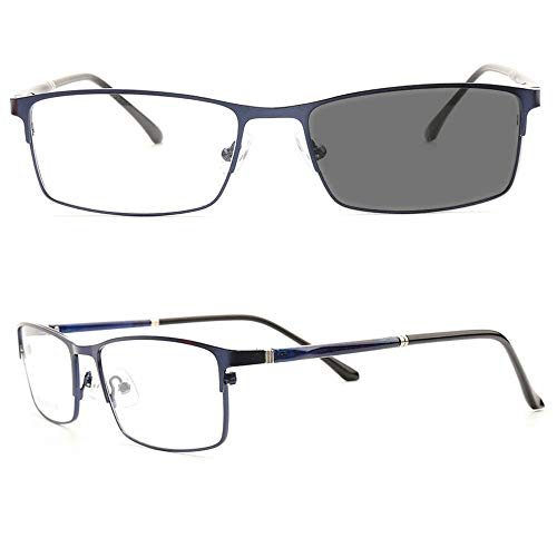 MINCL Transition Sunglasses Men's Sun Photochromic Lens Metal Full Frame Read...