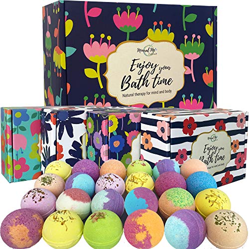 Bath Bombs Gift Set- 24 Aromatherapy BathBombs Made w/ Organic Essential Oils...