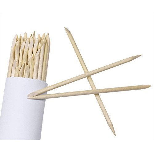 Mini Skater 50 Pcs Orange Wood Nail Sticks Double Sided Multi Functional Cuti...