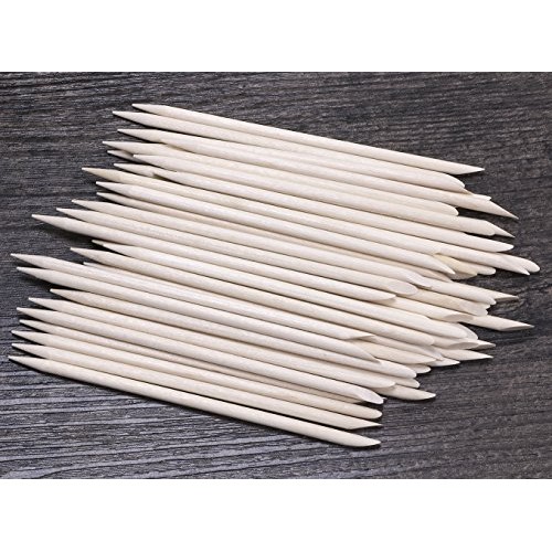 Mini Skater 50 Pcs Orange Wood Nail Sticks Double Sided Multi Functional Cuti...