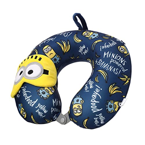MINISO Minions Kids Travel Pillow 100% Pure Memory Foam Neck Pillow with Eye ...