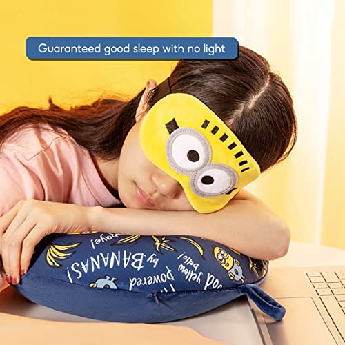 MINISO Minions Kids Travel Pillow 100% Pure Memory Foam Neck Pillow with Eye ...