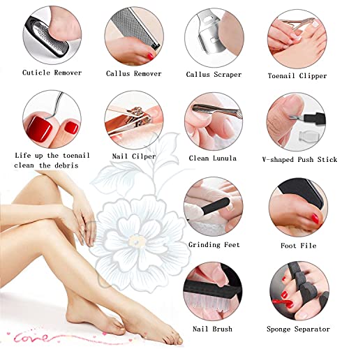 Professional Pedicure Tools Set, 26 in 1 Stainless Steel Foot Care Kit Foot R...