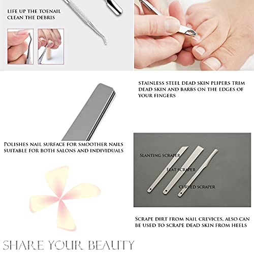Professional Pedicure Tools Set, 26 in 1 Stainless Steel Foot Care Kit Foot R...