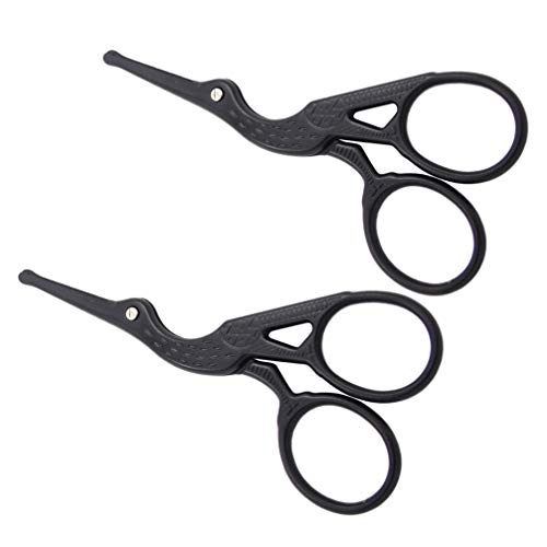 Minkissy 2pcs Rounded Tip Scissors, Vintage Stork Nose Hair Trimmer Professio...