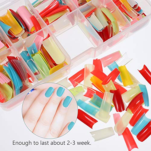 Minkissy 500Pcs French False Nails False Nail Tips Half Cover French Nails Di...
