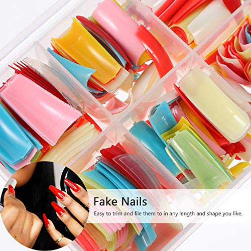 Minkissy 500Pcs French False Nails False Nail Tips Half Cover French Nails Di...