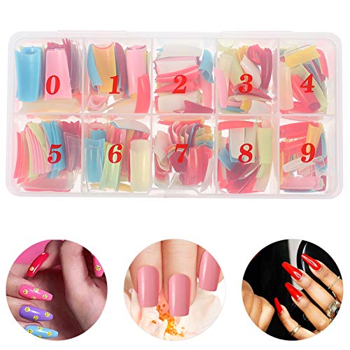 Minkissy 500Pcs French False Nails False Nail Tips Half Cover French Nails Di...