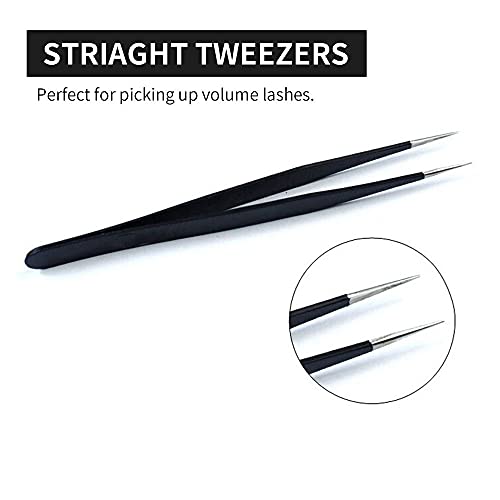 2pcs Straight and Curved Pointed Tweezers for Eyelash Extension - Nail Sticke...