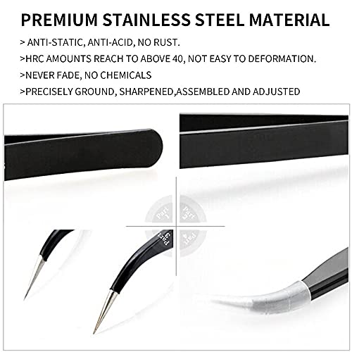 2pcs Straight and Curved Pointed Tweezers for Eyelash Extension - Nail Sticke...