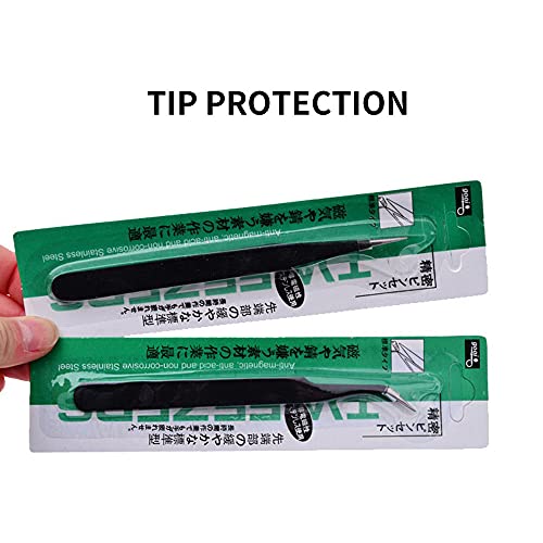 2pcs Straight and Curved Pointed Tweezers for Eyelash Extension - Nail Sticke...