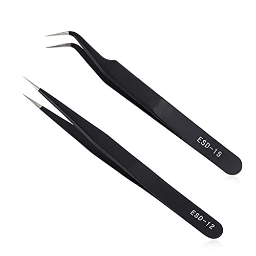 2pcs Straight and Curved Pointed Tweezers for Eyelash Extension - Nail Sticke...