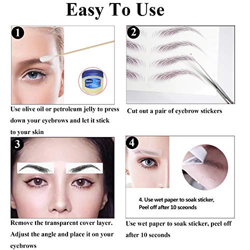 22 Pairs 4D Eyebrows Tattoo, Hair-Like Authentic Eyebrows, Eyebrows Tattoo Pe...
