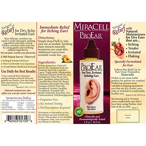 MiraCell ProEar for Dry, Irritated, Itchy Ears, 2 oz