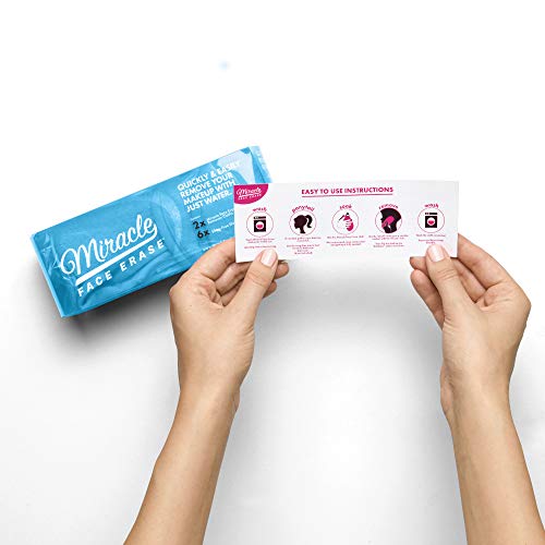 Miracle Face Erase 2 Pack Makeup Remover Face Cloths, Chemical-free, Microfib...