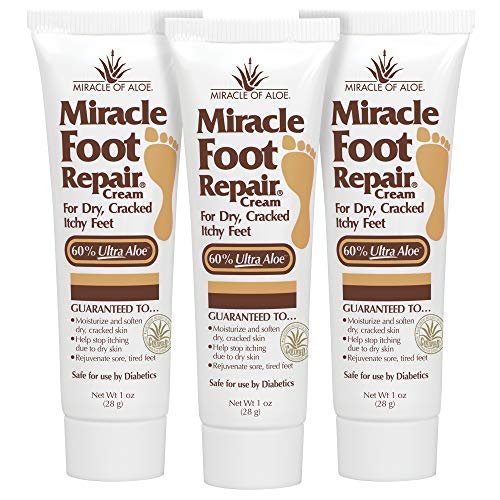 Miracle Foot Repair Cream | 1 Ounce Tube (3) | 60% Pure Aloe Vera Gel | Fast ...