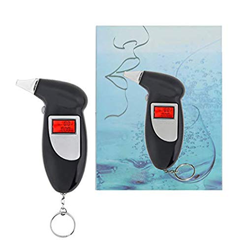 Portable Breath Alcohol Tester LCD Display Digital Breathalyzer with 5Pcs Mou...