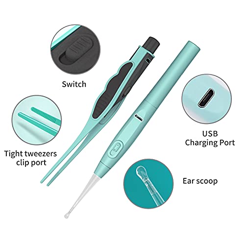 Ear Wax Removal Tool Set Mirror Flower Ear Pick Cleaner Kit with LED Light an...