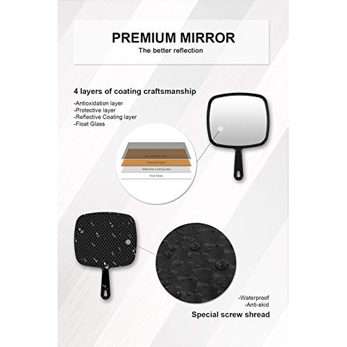 Mirrornova Hand Mirror, Extra Large Barber Hairdressing Handheld Mirror with ...