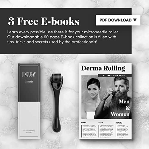 Derma Roller for Skin, Beard & Hair 0.25mm Microneedle Kit - Microneedling Fa...