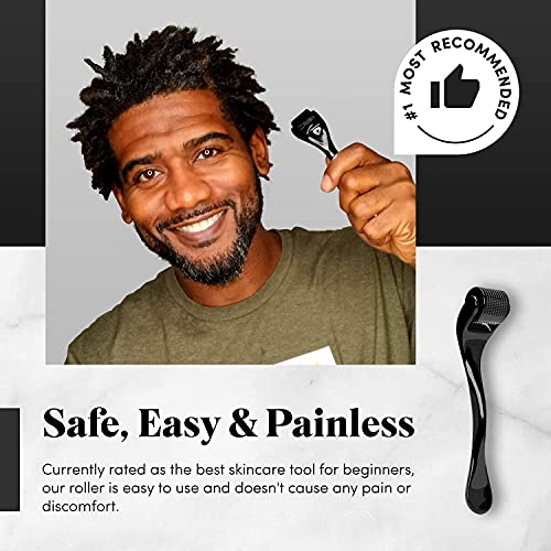 Derma Roller for Skin, Beard & Hair 0.25mm Microneedle Kit - Microneedling Fa...