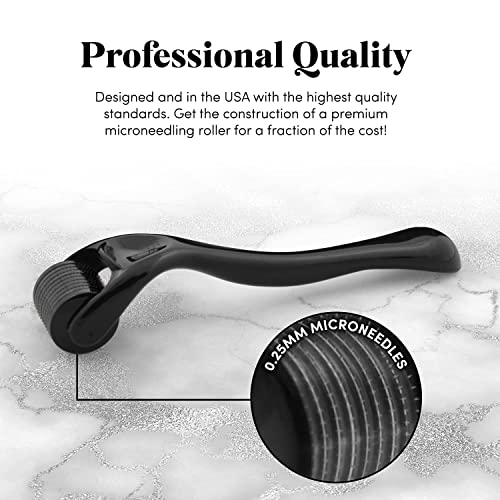 Derma Roller for Skin, Beard & Hair 0.25mm Microneedle Kit - Microneedling Fa...